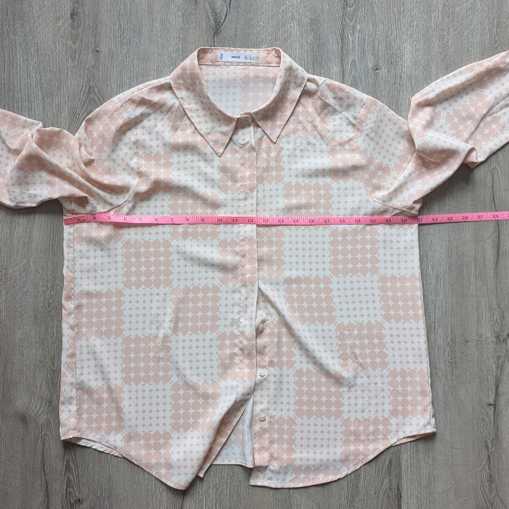 Flowy Patterned Button Down Mango Top - Picture 3 of 9
